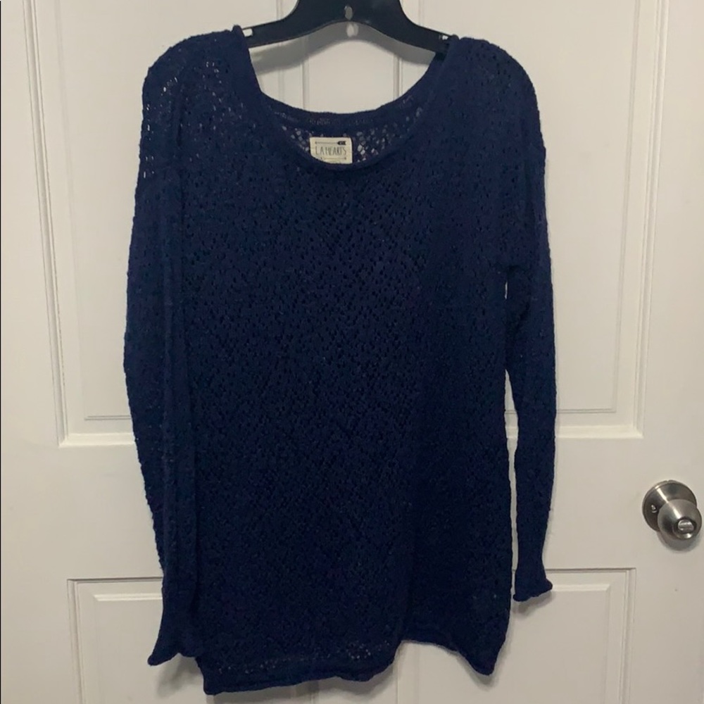 Navy blue long sweater top